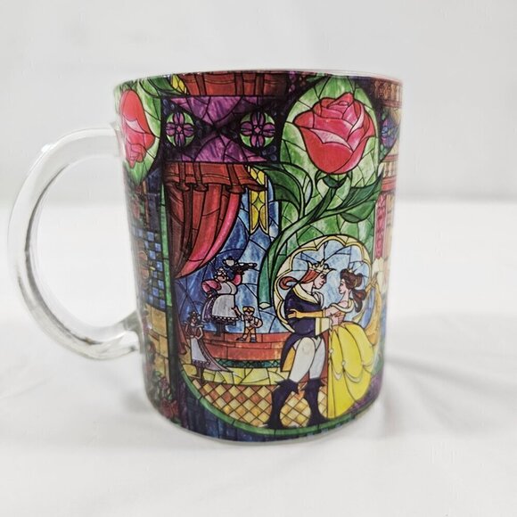 Disney Beauty & The Beast Belle Rose Window 17.5 Oz Stained Glass Coffee Tea Mug - Picture 11 of 17